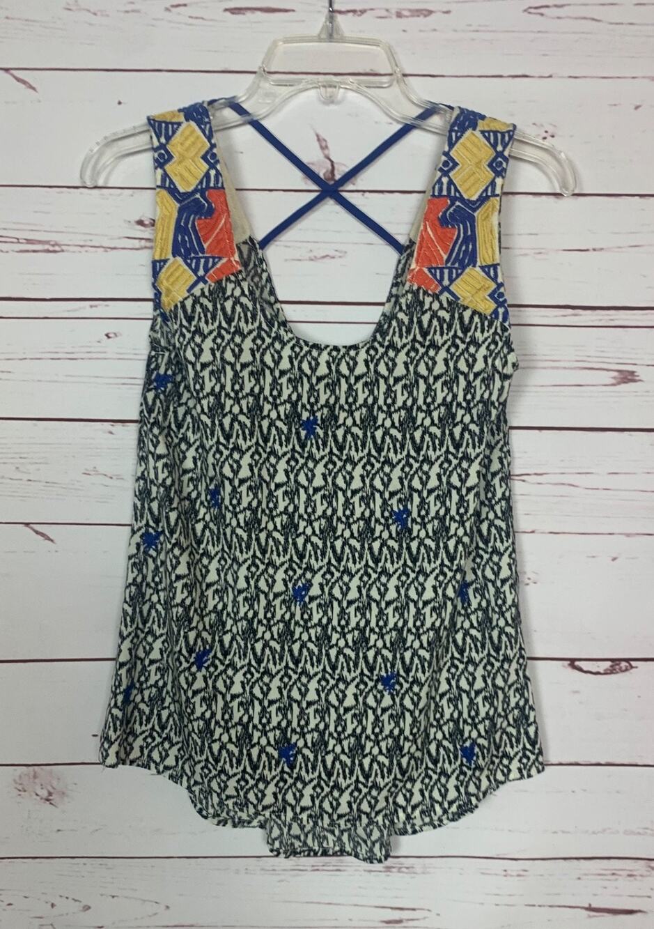 THML Anthropologie Women's S Small Boho Embroidered Bohemian Sleeveless Top Tank